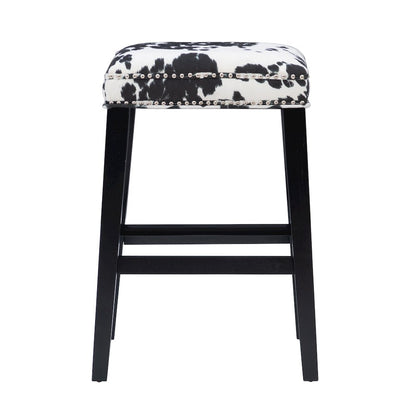 Walt Black Cow Print Bar Stool