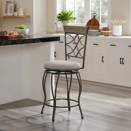 Curves Pewter Metal Counter Stool