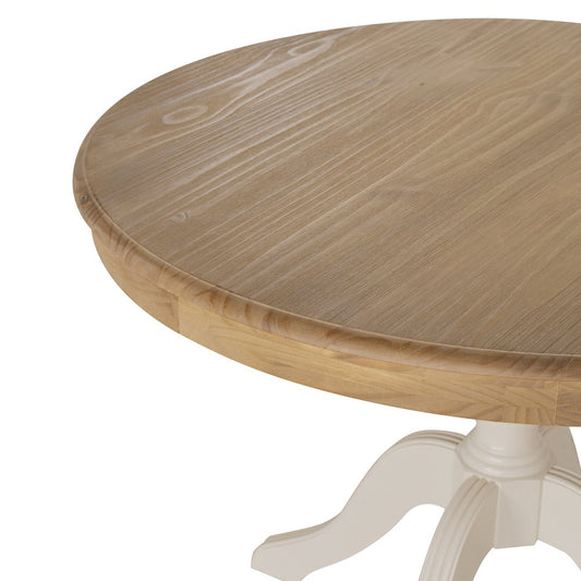 Tobin Pedestal Dining Table, Natural And White