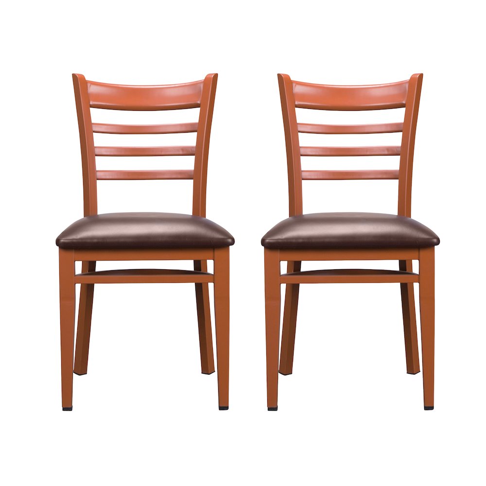 Baxter Metal Side Chair Honey  Burgundy Set Of 2