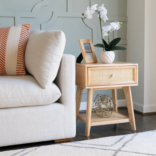 Catlett Cane Side Table Nightstand Natural
