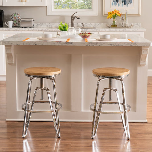 Tatum Wood and Metal Adjustable Stool Silver