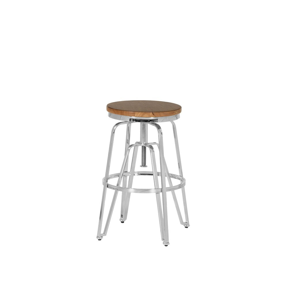 Tatum Wood and Metal Adjustable Stool Silver