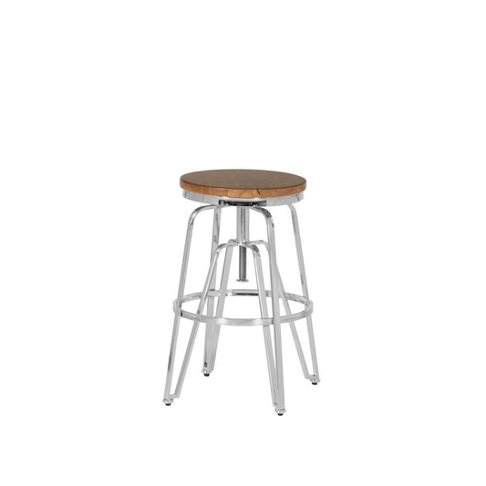 Tatum Wood and Metal Adjustable Stool Silver