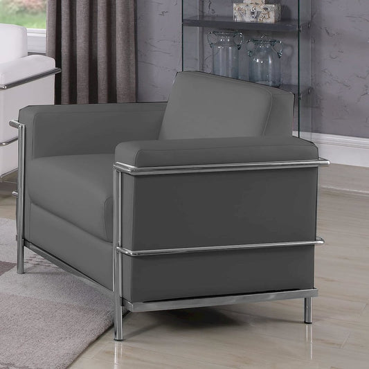 Best Master Furniture Sherry 36" Modern Faux Leather Accent Chair in Dark Gray
