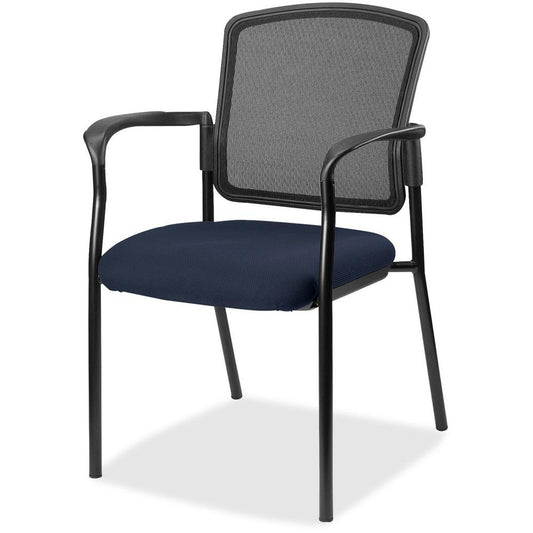 Lorell Mesh Back Stackable Guest Chair - Forte Cadet Seat - Black Frame - 1 Each