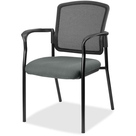 Lorell Mesh Back Stackable Guest Chair - Expo Fog Seat - Black Frame - 1 Each
