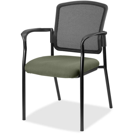 Lorell Mesh Back Stackable Guest Chair - Shire Sage Seat - Black Frame - 1 Each
