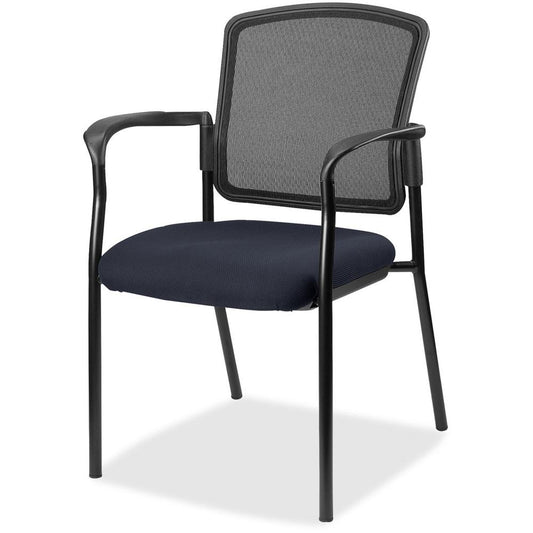 Lorell Mesh Back Stackable Guest Chair - Perfection Navy Seat - Black Frame - 1 Each