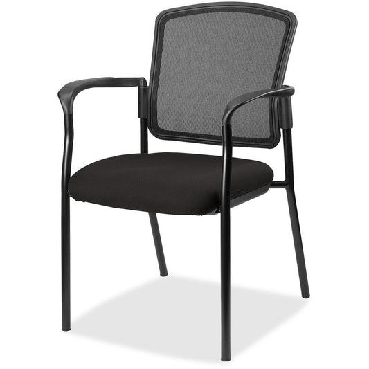 Lorell Mesh Back Stackable Guest Chair - Perfection Black Seat - Black Frame - 1 Each