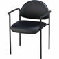 Lorell Reception Guest Chair with Arms - Black Seat Color - Vinyl Seat Material - Vinyl Back Material - Steel Frame Material - Four-legged Base - Black - 1 Each