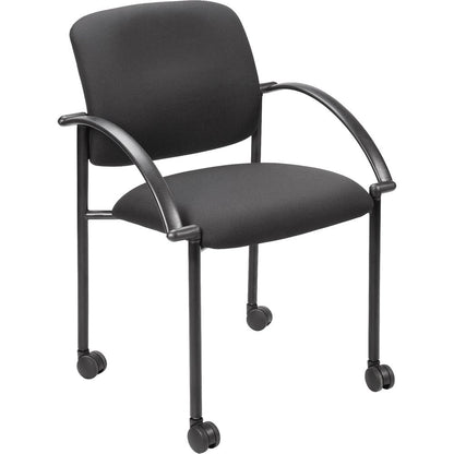 Lorell Upholstered Guest Chair with Arms - Black Seat Color - Black Frame Color - Steel Frame Material - Four-legged Base - Black - Armrest - 2 / Carton