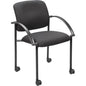 Lorell Upholstered Guest Chair with Arms - Black Seat Color - Black Frame Color - Steel Frame Material - Four-legged Base - Black - Armrest - 2 / Carton