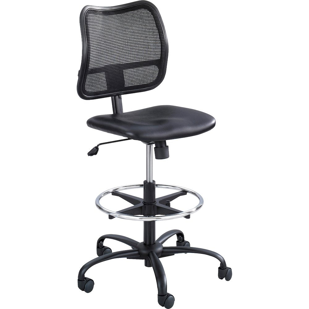 Safco Vue Extended-Height Vinyl Chair - Black Seat Color - Vinyl, Nylon, Polyester Seat Material - Black Back Color - 5-star Base - 1 Each