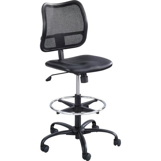 Safco Vue Extended-Height Vinyl Chair - Black Seat Color - Vinyl, Nylon, Polyester Seat Material - Black Back Color - 5-star Base - 1 Each