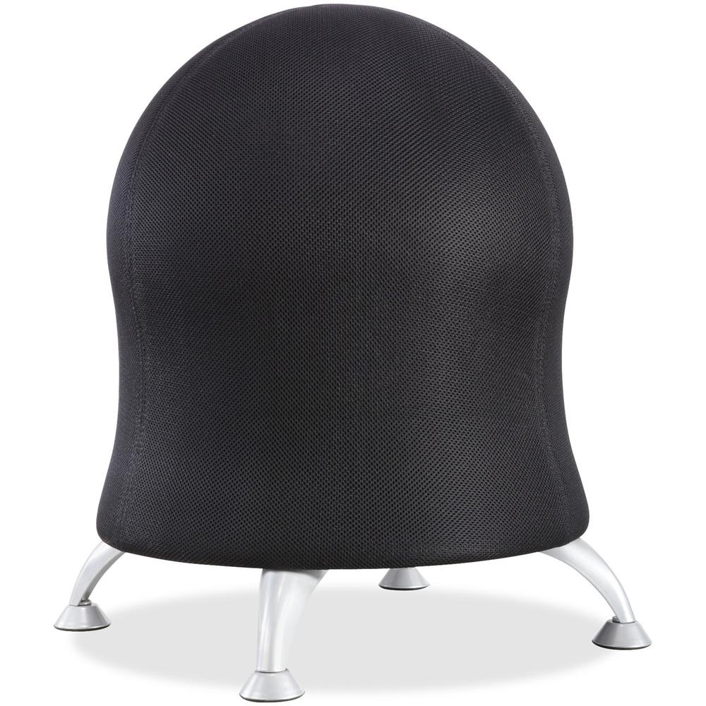 Safco Zenergy Ball Chair - Polyester Seat Material - Four-legged Base - Black - Polyvinyl Chloride (PVC), Polypropylene, Steel - 1 Each