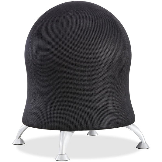 Safco Zenergy Ball Chair - Polyester Seat Material - Four-legged Base - Black - Polyvinyl Chloride (PVC), Polypropylene, Steel - 1 Each