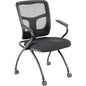 Lorell Mesh Back Nesting Training/Guest Chairs - Fabric Seat Material - Powder Coated Frame Color - Metal Frame Material - Four-legged Base - Black - Mesh - Armrest - 2 / Carton