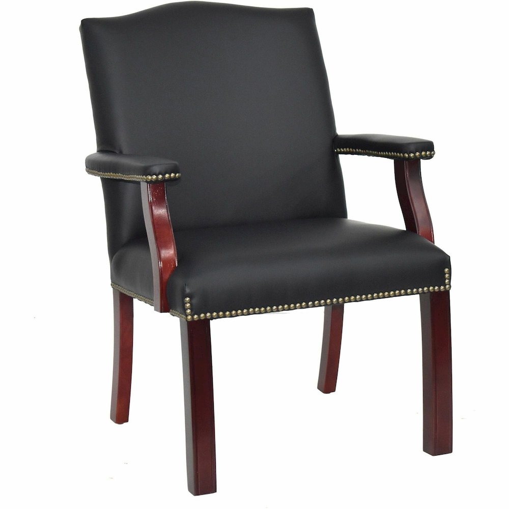 Lorell Deluxe Guest Chair - Black Seat Color - Bonded Leather Seat Material - Black Back Color - Bonded Leather Back Material - Four-legged Base - Black - 1 Each