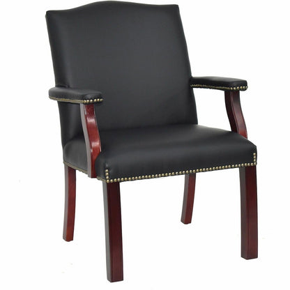 Lorell Deluxe Guest Chair - Black Seat Color - Bonded Leather Seat Material - Black Back Color - Bonded Leather Back Material - Four-legged Base - Black - 1 Each