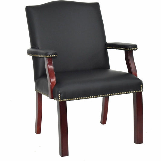 Lorell Deluxe Guest Chair - Black Seat Color - Bonded Leather Seat Material - Black Back Color - Bonded Leather Back Material - Four-legged Base - Black - 1 Each