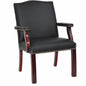 Lorell Deluxe Guest Chair - Black Seat Color - Bonded Leather Seat Material - Black Back Color - Bonded Leather Back Material - Four-legged Base - Black - 1 Each