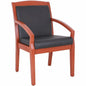 Lorell Sloping Arms Wood Frame Guest Chair - Black Seat Color - Bonded Leather Seat Material - Black Back Color - Bonded Leather Back Material - Cherry Frame Color - Wood Frame Material - Four-legged 
