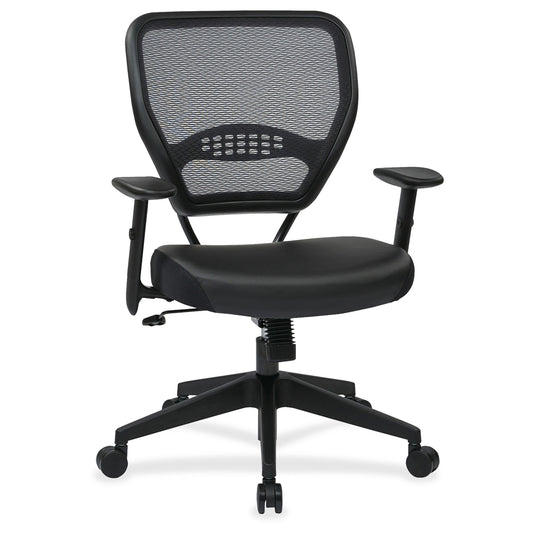 Office Star Professional Dark Air Grid Back Managers Chair - Leather Seat Material - 5-star Base - Black - 1 Each