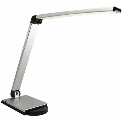 Lorell Smart Device Slot/USB Task Light - 8 W LED Bulb - USB Charging, Dimmable - Aluminum, Plastic - Desk Mountable - Silver - for Desk, Table, Indoor