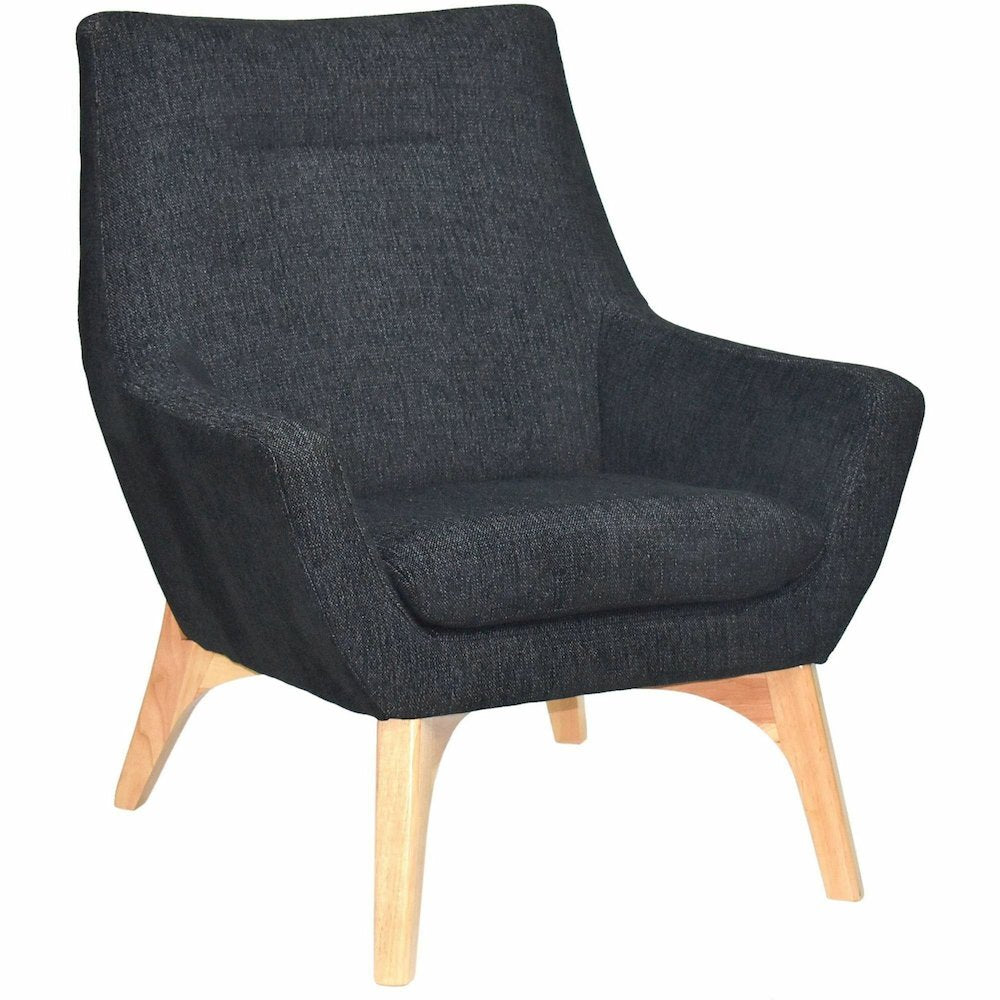 Lorell Quintessence Collection Upholstered Chair - Black Seat Color - Black Back Color - Low Back - Four-legged Base - 1 Each