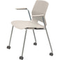 KFI Swey Mobile Multipurpose Stool with Arms - Moonbeam Polypropylene Seat - Moonbeam Polypropylene Back - Silver Stainless Steel Frame - Four-legged Base - 1 Each