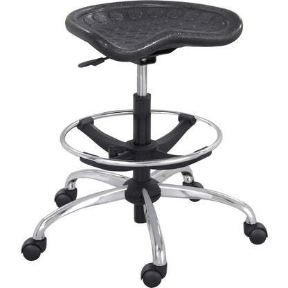 Safco Sitstar Height Adjustable Stool - Polyurethane Seat Material - Metal Frame Material - 5-star Base - Black - 1 Each