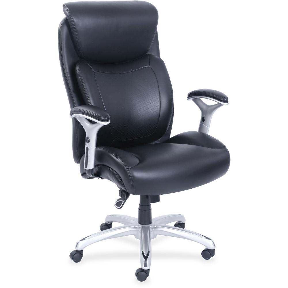 Lorell Wellness by Design Big & Tall Chair with Flexible Air Technology - Black Seat Color - Bonded Leather Seat Material - Black Back Color - Bonded Leather Back Material - 5-star Base - Armrest - 1 