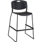 Lorell Heavy-duty Bistro Stack Chairs - Black Seat Color - Plastic Seat Material - Black Back Color - Plastic Back Material - Black Frame Color - Steel Frame Material - 2 / Carton
