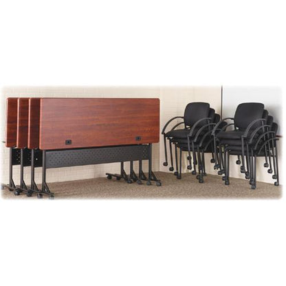 Lorell Upholstered Guest Chair with Arms - Black Seat Color - Black Frame Color - Steel Frame Material - Four-legged Base - Black - Armrest - 2 / Carton