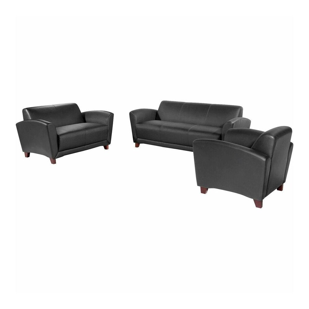 Lorell Accession Club Chair - Black Seat Color - Leather Seat Material - Black Back Color - Leather Back Material - Four-legged Base - 1 Each