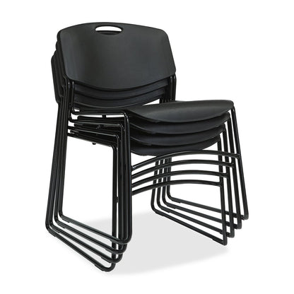 Lorell Heavy-duty Standard-height Stack Chairs - Plastic Seat Material - Plastic Back Material - Steel Frame Material - Black - 4 / Carton