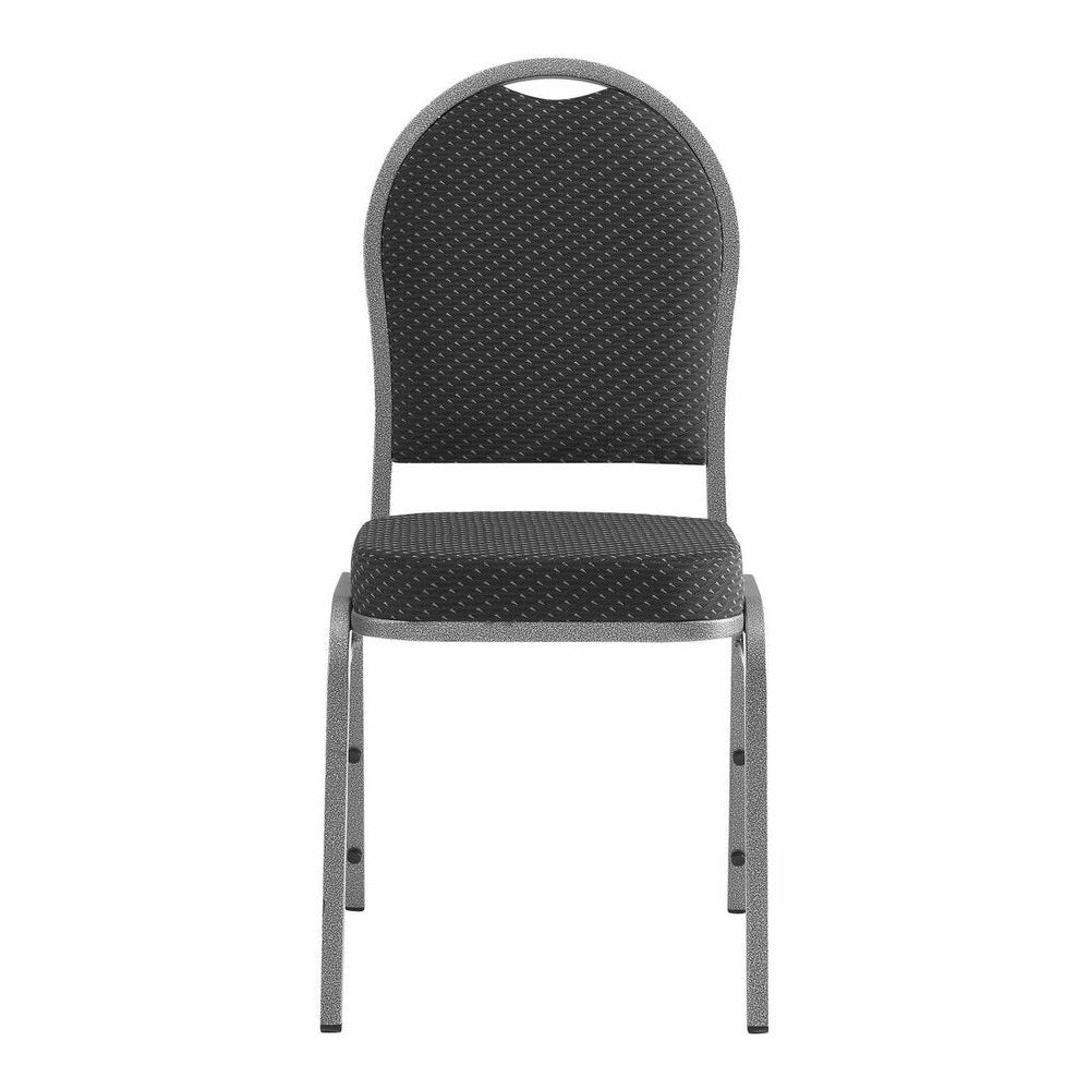 Lorell Round High-Back Upholstered Stack Chairs - Gray Seat Color - Fabric Seat Material - Gray Back Color - Fabric Back Material - Steel Frame Material - Four-legged Base - 4 / Carton