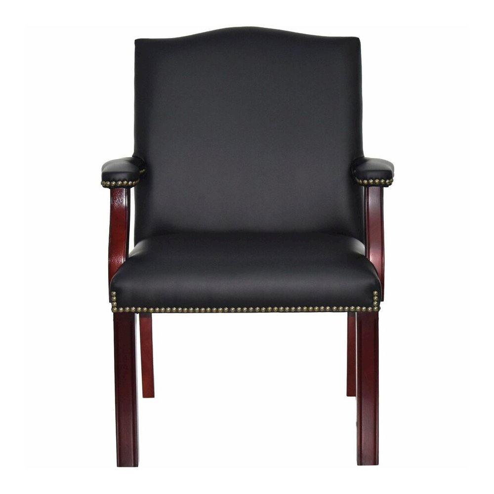 Lorell Deluxe Guest Chair - Black Seat Color - Bonded Leather Seat Material - Black Back Color - Bonded Leather Back Material - Four-legged Base - Black - 1 Each