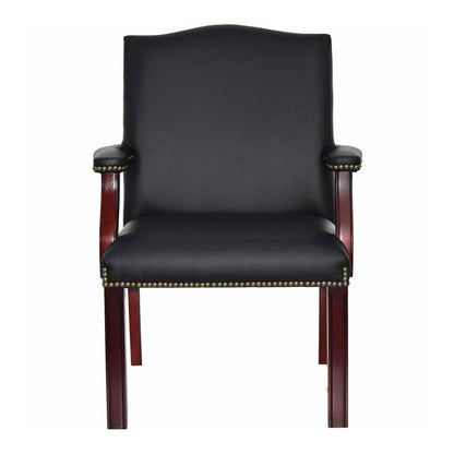 Lorell Deluxe Guest Chair - Black Seat Color - Bonded Leather Seat Material - Black Back Color - Bonded Leather Back Material - Four-legged Base - Black - 1 Each