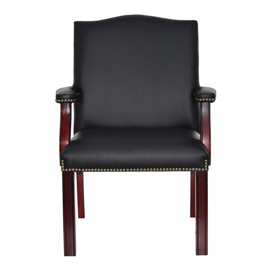 Lorell Deluxe Guest Chair - Black Seat Color - Bonded Leather Seat Material - Black Back Color - Bonded Leather Back Material - Four-legged Base - Black - 1 Each
