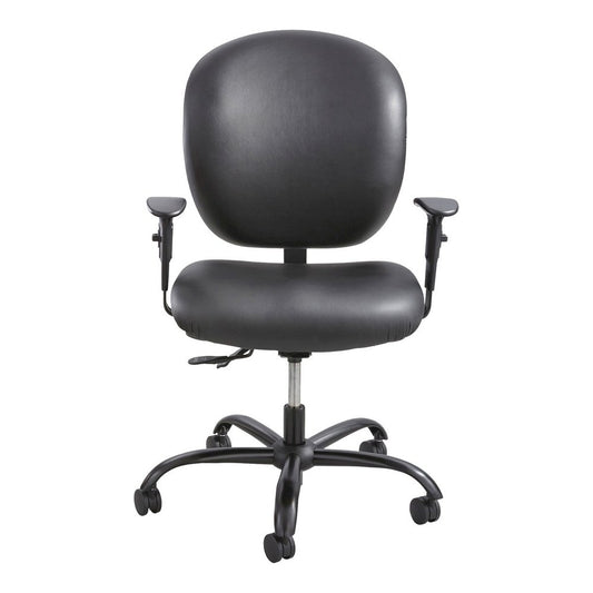 Safco Alday 24/7 Task Chair - Black Seat Color - Polyester Seat Material - Black Back Color - Vinyl Back Material - 5-star Base - Black - 1 Each
