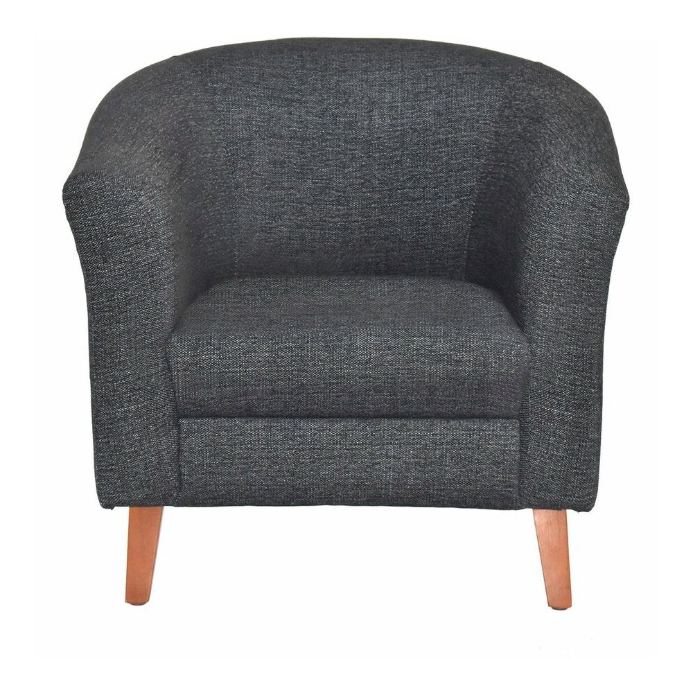 Lorell Barrel Armchair - Black Seat Color - Fabric Seat Material - Black Back Color - Fabric Back Material - Four-legged Base - 1 Each