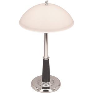 Lorell Glass Shaded Desk Lamp - 24" Height - 7.8" Width - 2 x 10 W CFL Bulb - Chrome - Desk Mountable - Chrome - for Desk, Table