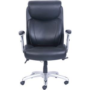 Lorell Wellness by Design Big & Tall Chair with Flexible Air Technology - Black Seat Color - Bonded Leather Seat Material - Black Back Color - Bonded Leather Back Material - 5-star Base - Armrest - 1