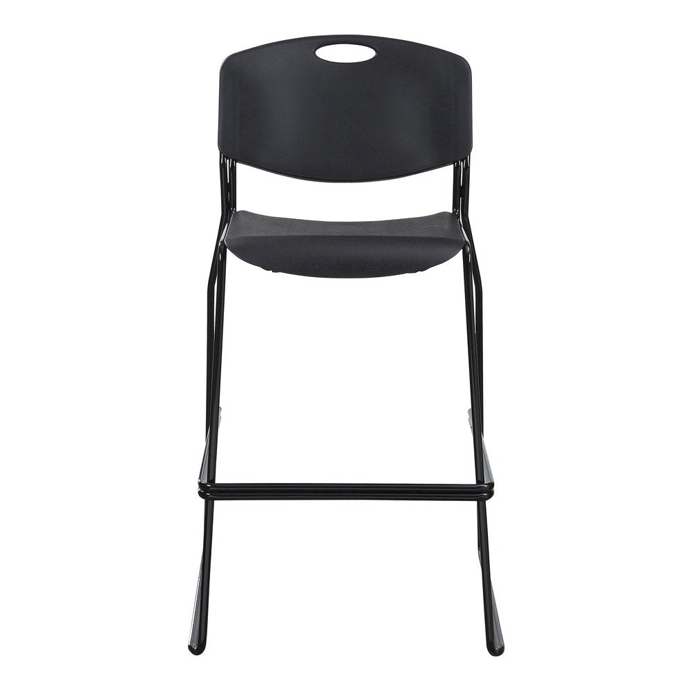 Lorell Heavy-duty Bistro Stack Chairs - Black Seat Color - Plastic Seat Material - Black Back Color - Plastic Back Material - Black Frame Color - Steel Frame Material - 2 / Carton