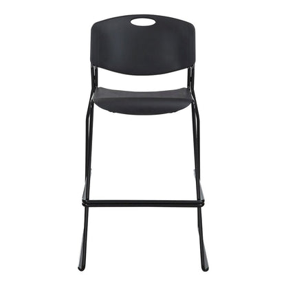 Lorell Heavy-duty Bistro Stack Chairs - Black Seat Color - Plastic Seat Material - Black Back Color - Plastic Back Material - Black Frame Color - Steel Frame Material - 2 / Carton