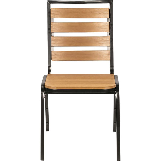 Lorell Outdoor Chairs - Teak Seat Color - Faux Wood Seat Material - Teak Back Color - Faux Wood Back Material - Four-legged Base - 4 / Carton