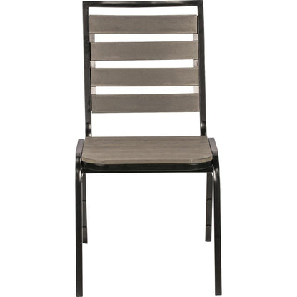 Lorell Outdoor Chairs - Charcoal Gray Seat Color - Faux Wood Seat Material - Charcoal Gray Back Color - Faux Wood Back Material - Four-legged Base - 4 / Carton