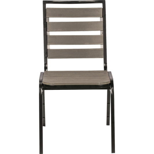 Lorell Outdoor Chairs - Charcoal Gray Seat Color - Faux Wood Seat Material - Charcoal Gray Back Color - Faux Wood Back Material - Four-legged Base - 4 / Carton